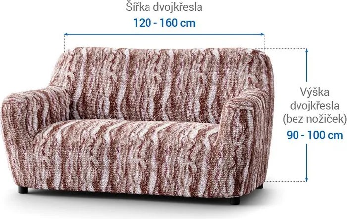 Bielastické poťahy OCEANO NOVÉ hnedo-vínové dvojkreslo (š. 120 - 160 cm)