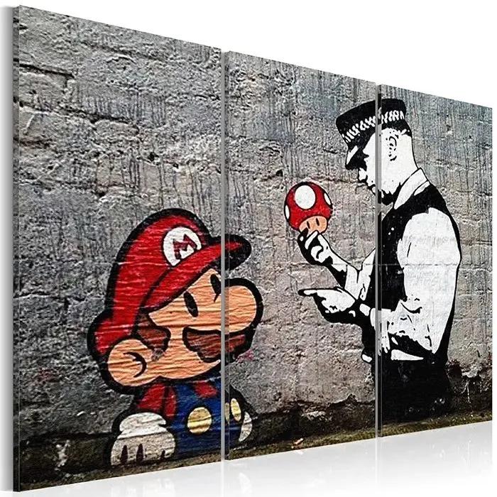 Obraz - Super Mario Mushroom Cop by Banksy Veľkosť: 120x80, Verzia: Standard