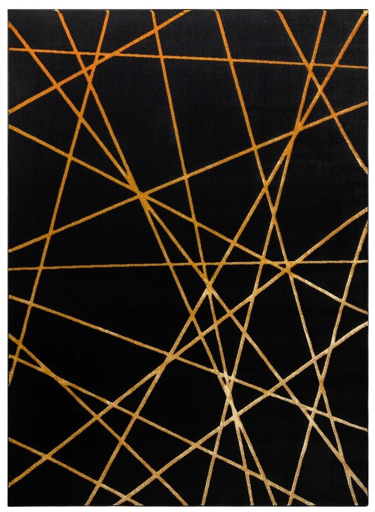 Kusový koberec Gloss 406C 86 geometric black/gold, 280x370, čierna, chodba / predsieň, Dywany Łuszczów
