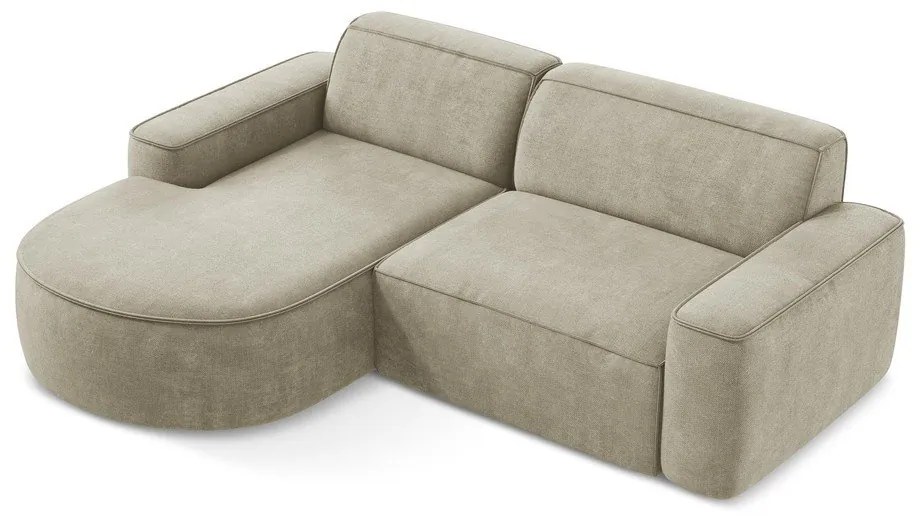 Béžová ženilková rohová pohovka (ľavý roh/s leňoškou) Omao – Makamii