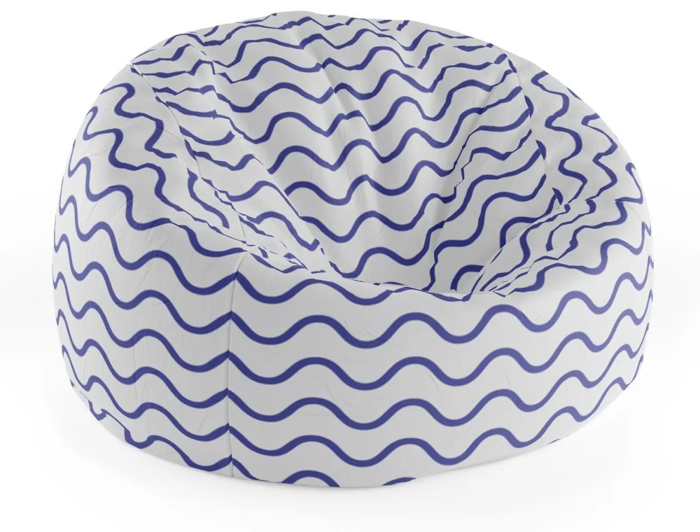 Sablio Sedací vak Cocoon Modré vlnky - 115 x 75 cm x 45 cm