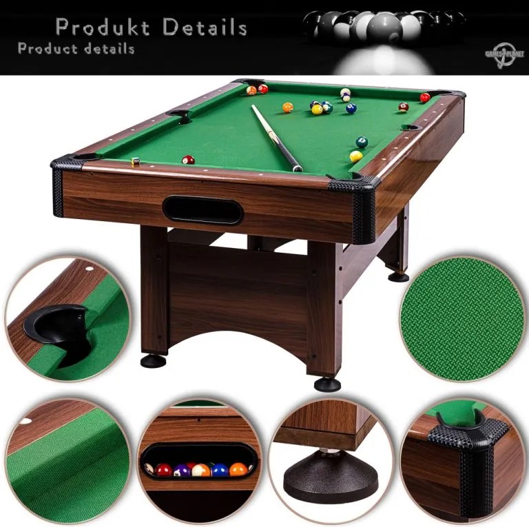 GamesPlanet Biliardový stôl s vybavením, hnedá/antracit