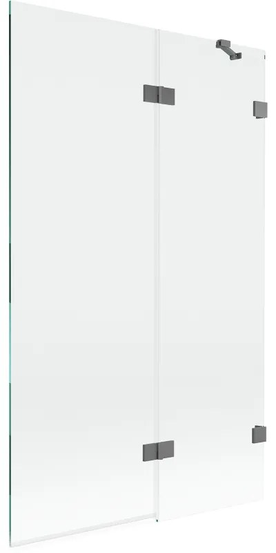 Mexen Lunar, 2-krídlová vaňová zástena pravá 110 x 150 cm, číre sklo, grafitová, 897-110-100-95-00-P