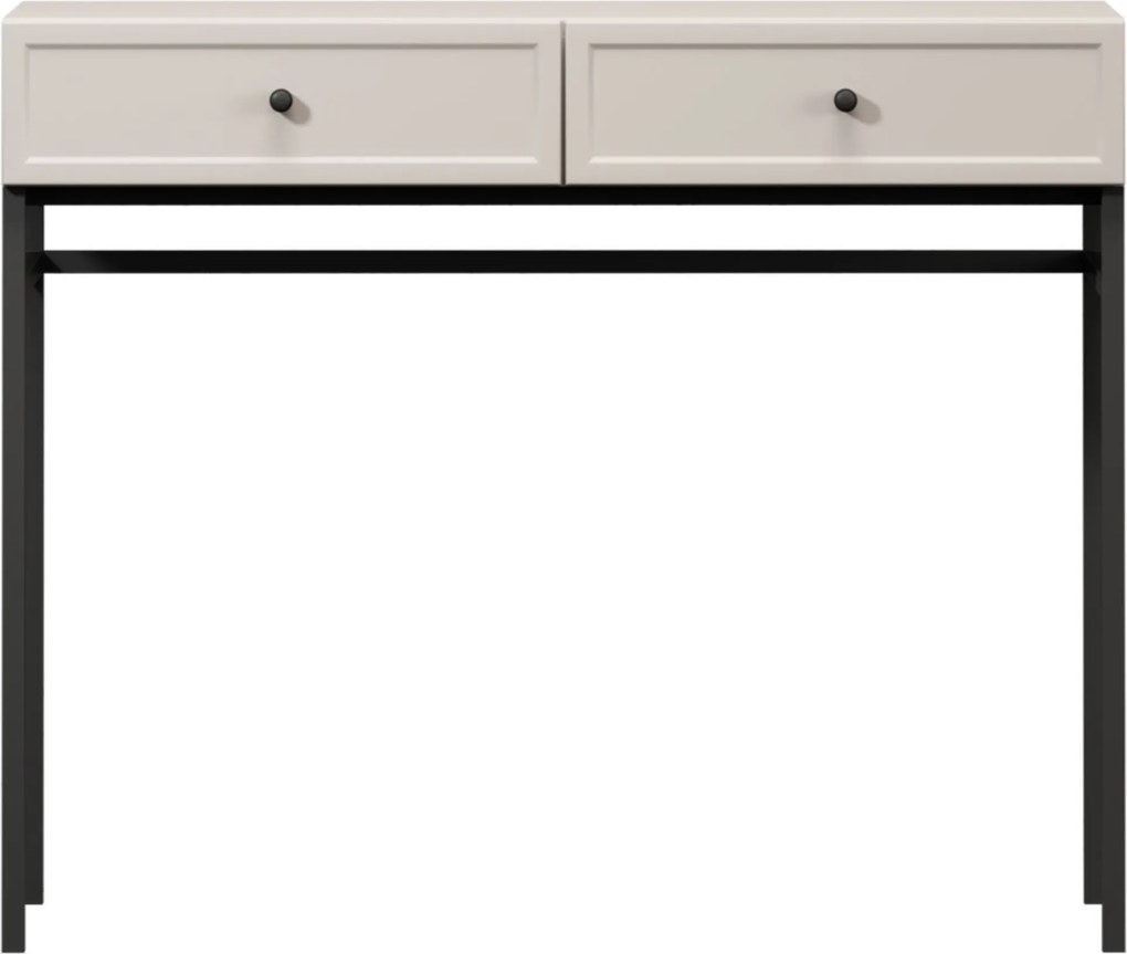 Konzola / toaletný stolík Lorini 100 cm - kašmírová / čierne úchytky G