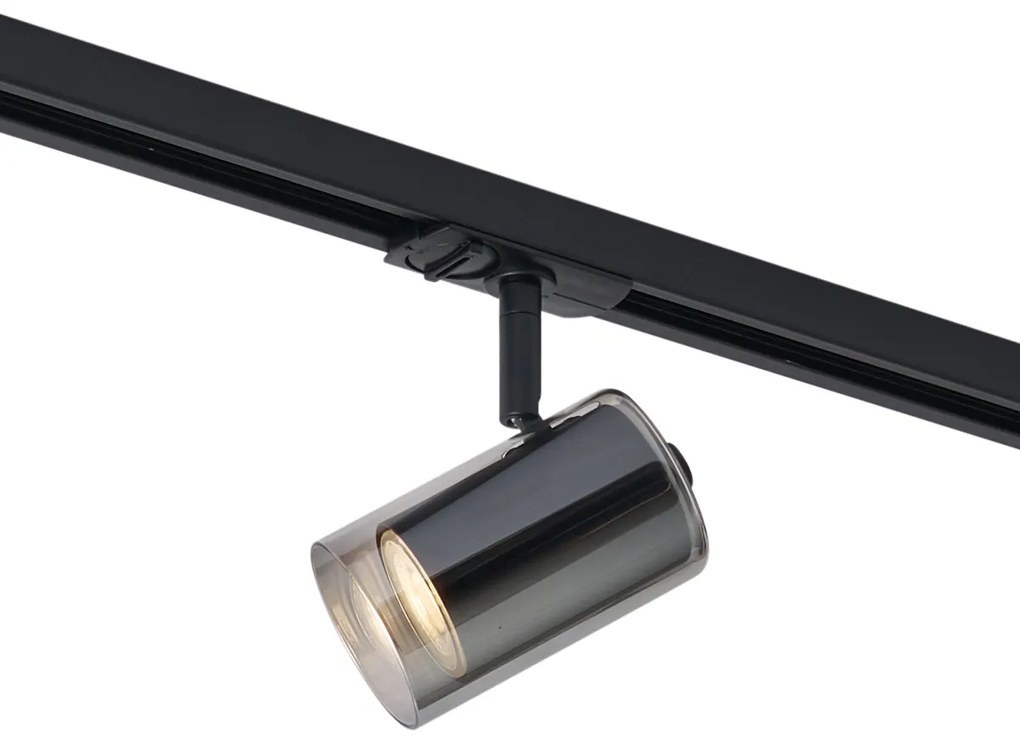 Moderný reflektor čierny s dymovým sklom pre 1-fázový koľajnicový systém - Iconic Lloyd