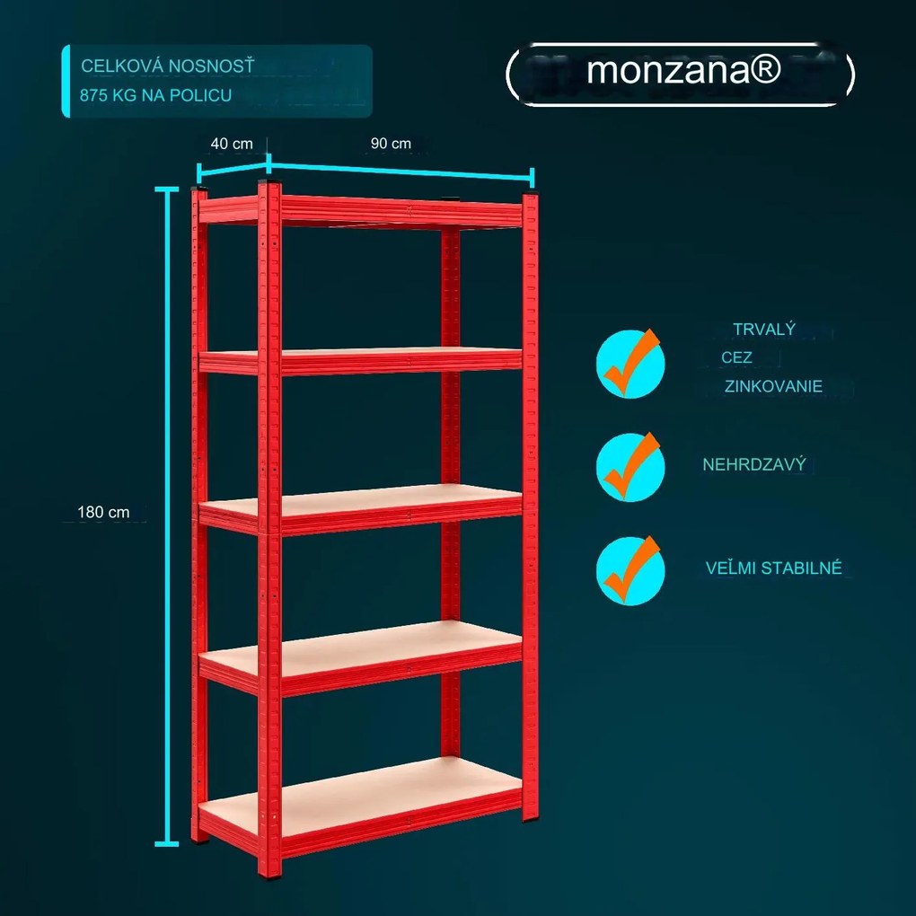 InternetovaZahrada Sada 2 regálov 180x90x40cm - červená