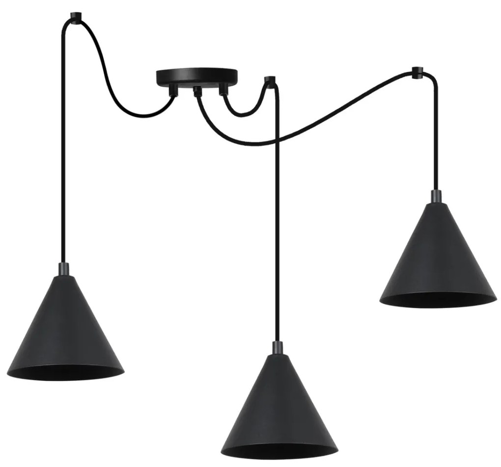 Závesné svietidlo Soho Spider, 3x čierne kovové tienidlo, (fi 14cm)