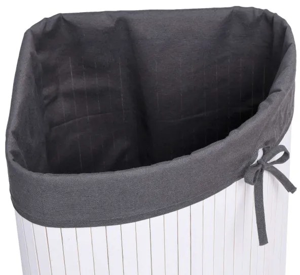 Rohový kôš na bielizeň 60 l bambusový biely / sivý