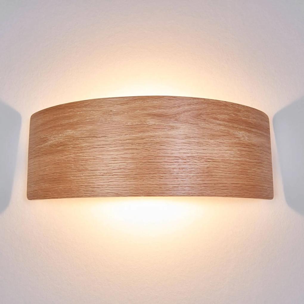 Nástenné LED svietidlo Rafailia 33 cm drevo