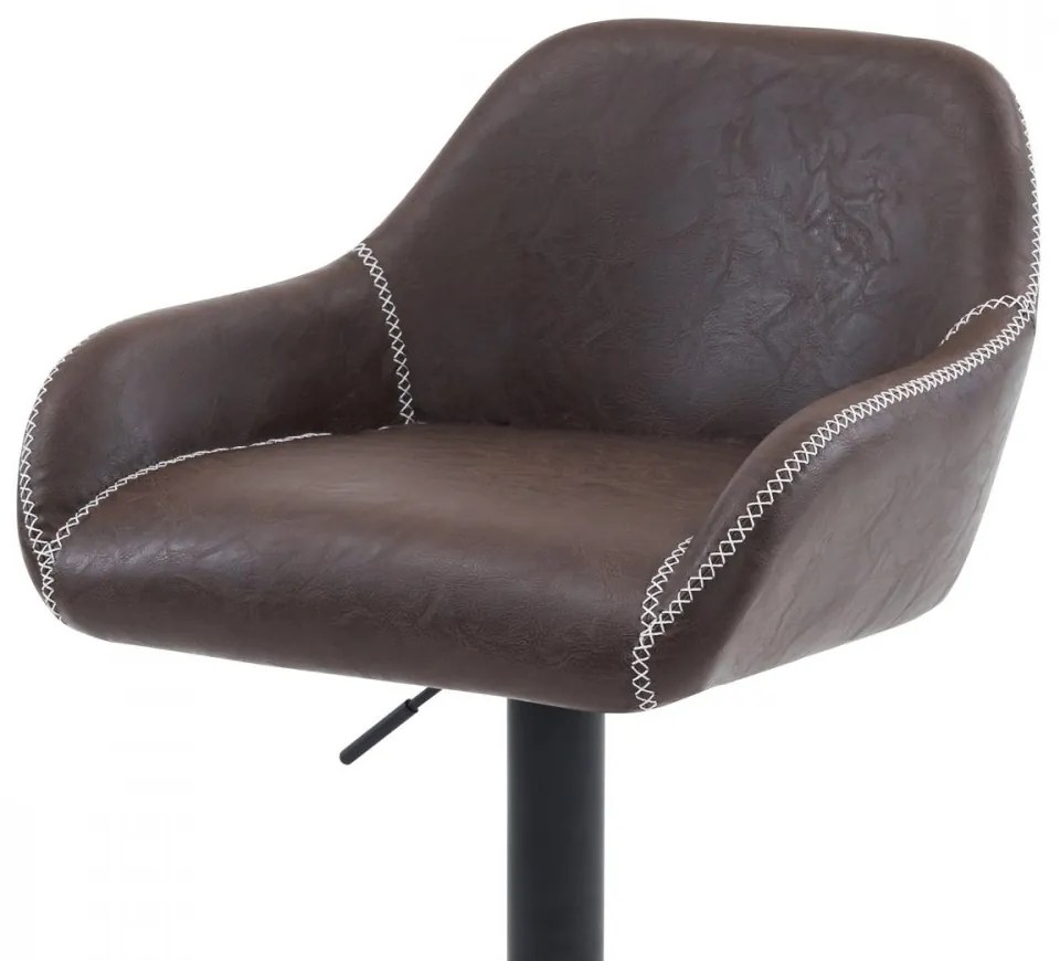 Barová stolička BRIO — kov, ekokoža, hnedá