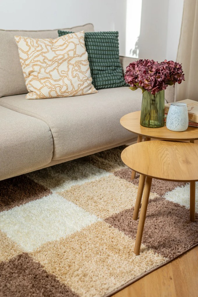 Ayyildiz, Kusový koberec Life Shaggy 1501 mocca, 80x150, béžová, obývacia izba