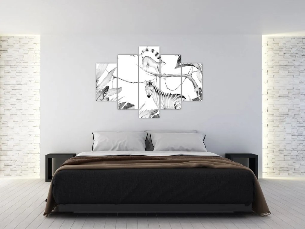 Obraz - Akvarelová džungľa (150x105 cm)