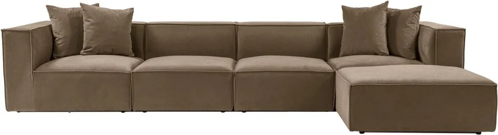 Rohová sedací souprava Sora 430 cm hnědá pravá