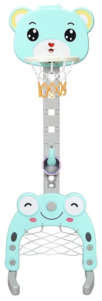 3 v 1 nastaviteľný basketbalový kôš s hádzaním krúžkov, modrý