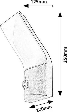 RABALUX 77172 Tolna vonkajšie nástenné svietidlo so senzorom LED 10W/770lm 3000K IP54 čierna
