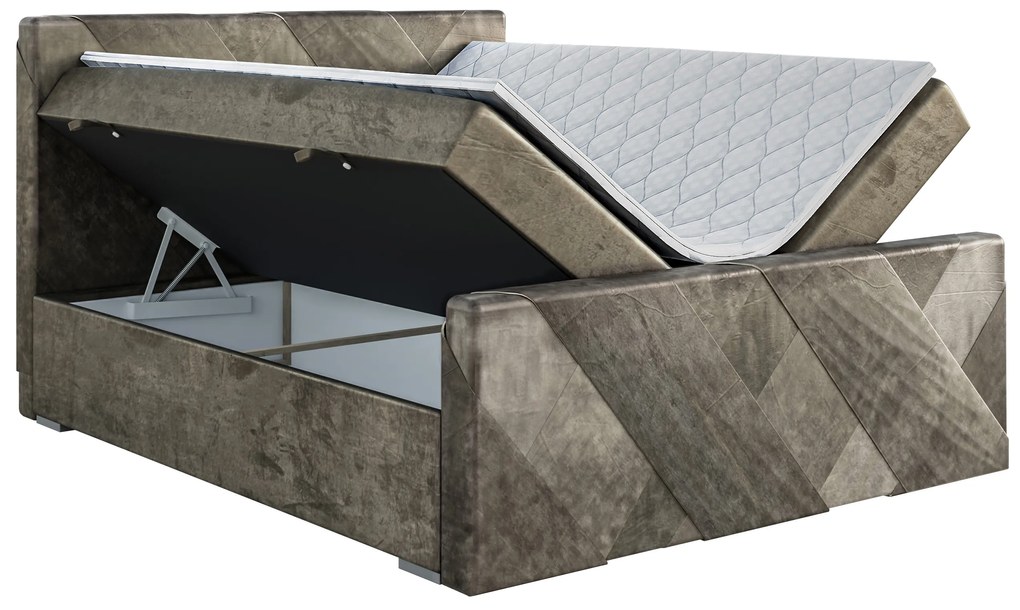 Jednolôžková posteľ Boxspring 120 cm Galand (hnedosivá) (s matracom a úl. priestorom). Vlastná spoľahlivá doprava až k Vám domov. 1043373