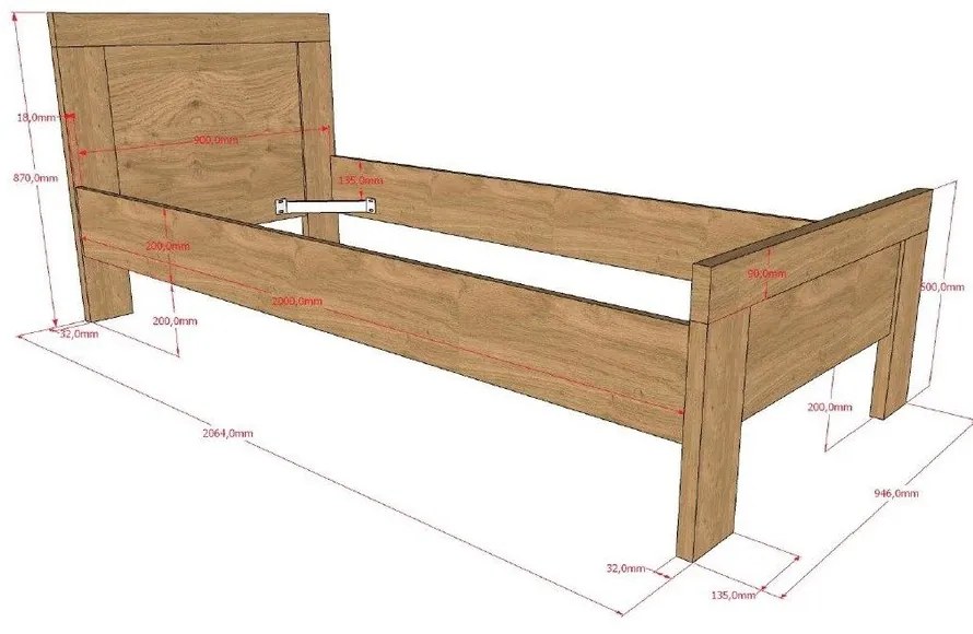 Detská posteľ bez roštu v prírodnej farbe 90x200 cm Sam – Vipack