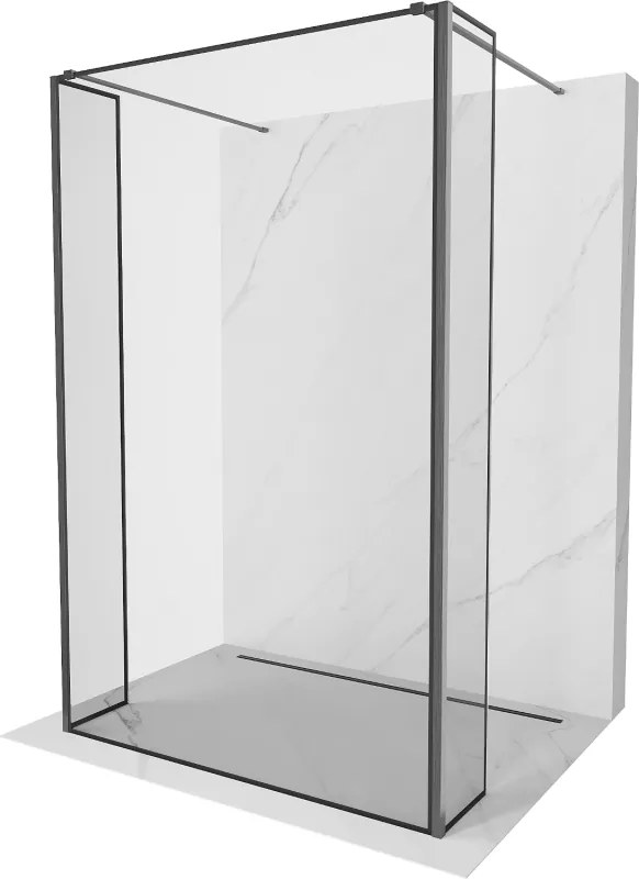 Mexen Kioto stojanová sprchová stena 90 x 30 x 30 cm, čierny vzor, gun gray brúsený - 800-090-030-222-66-70-030