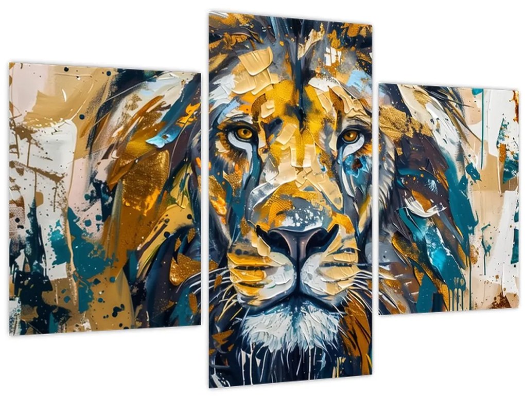 Obraz - Abstraktná olejomaľba s levom (90x60 cm)
