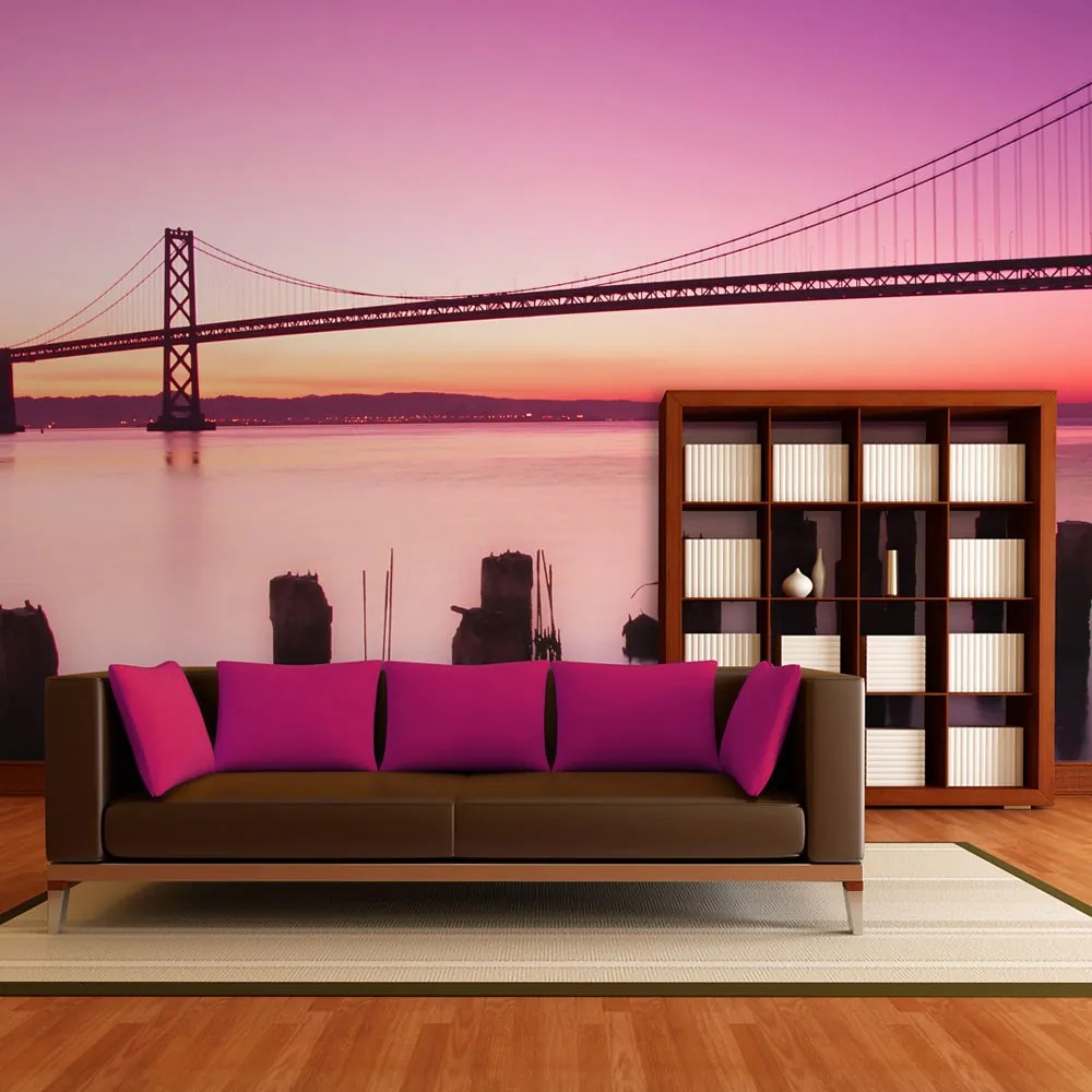 Fototapeta Bimago - San Francisco Bay ve fialovém, Kalifornie + lepidlo zadarmo 450x270  cm