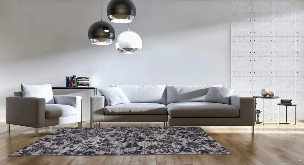 Alfa Carpets  Kusový koberec Flowers grey - 80x150 cm