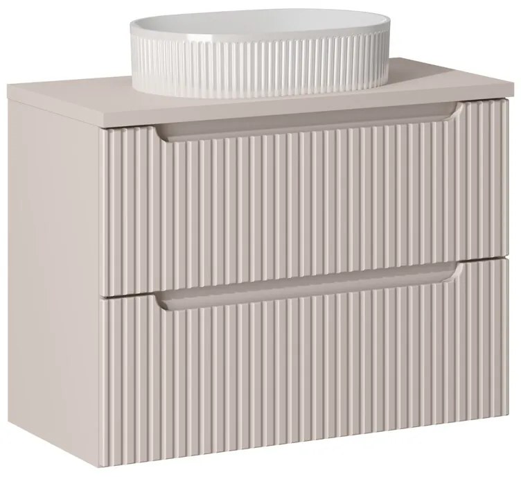 Závesná skrinka Nova Cashmere Beyond II s doskou a umývadlom 80 cm kašmírová