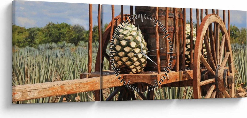 Obraz - Prívesný vozík (s hodinami) (90x30 cm)