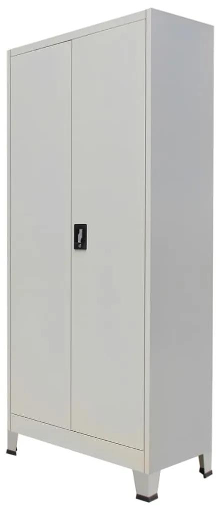Oceľová kancelárska skrinka s 2 dverami, 90x40x180 cm, šedá 20152
