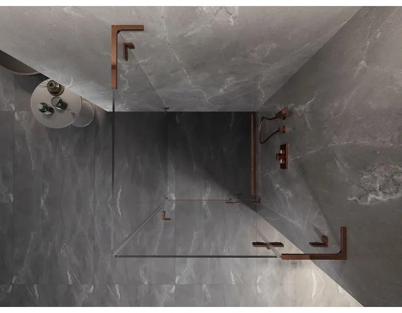 Mexen Lunar L, 1-krídlový sprchový kút, pravý, 90 x 90 cm, 8mm číre sklo, ružové zlato profil, 834L-090-090-60-00-P