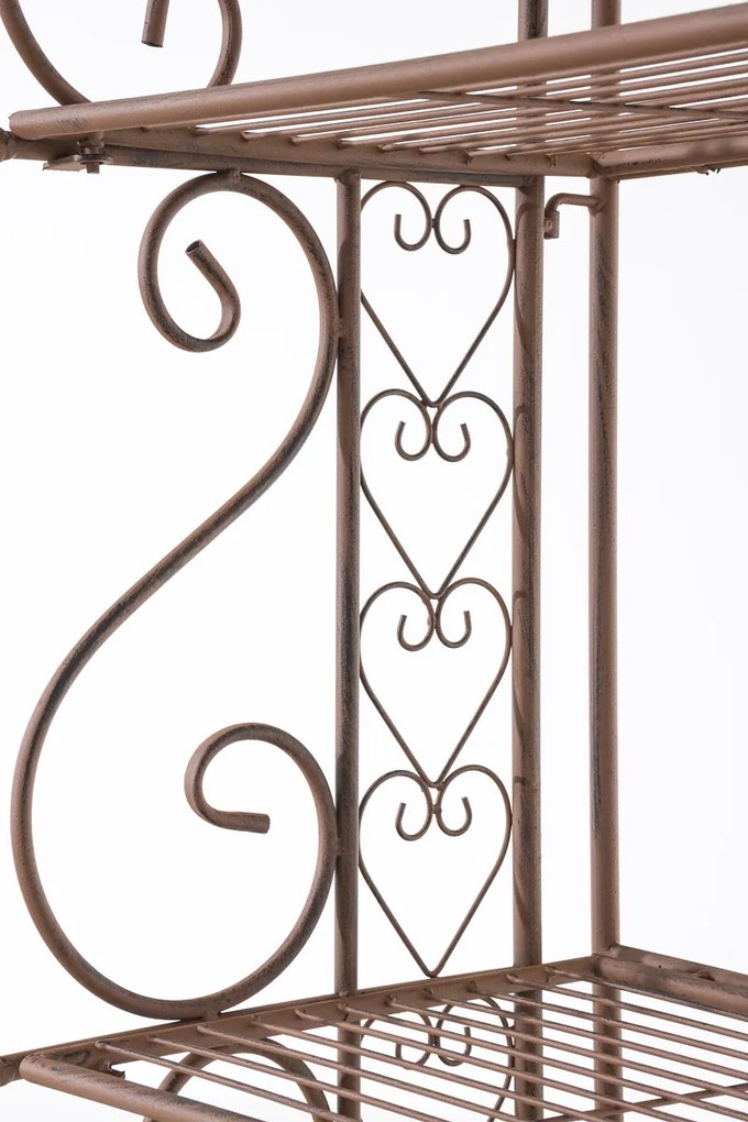 Kovová polica regál Anja - Hnedá antik