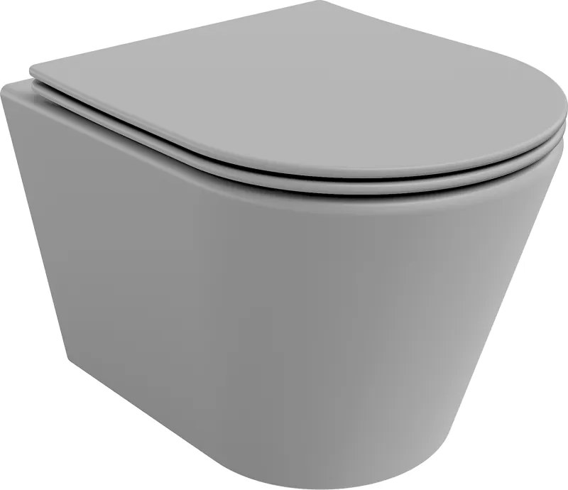 Mexen Rico miska WC Rimless s doskou so spomaleným sklápaním slim, duroplast, svetlosivá matná - 30724061