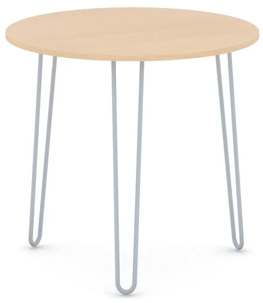 Okrúhly jedálenský stôl SPIDER, priemer 80 cm, sivo-strieborná podnož, buk