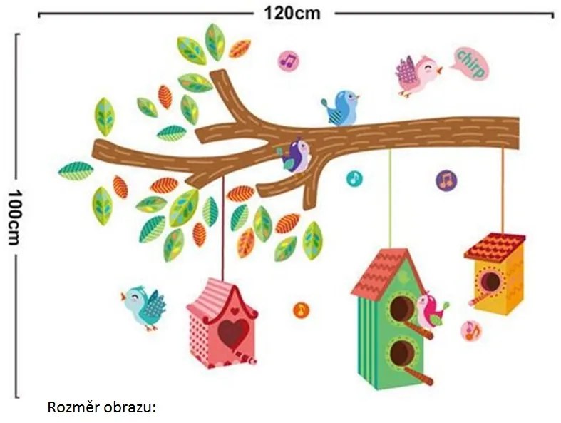 Veselá Stena Samolepka na stenu na stenu Farebné vtáčie búdky