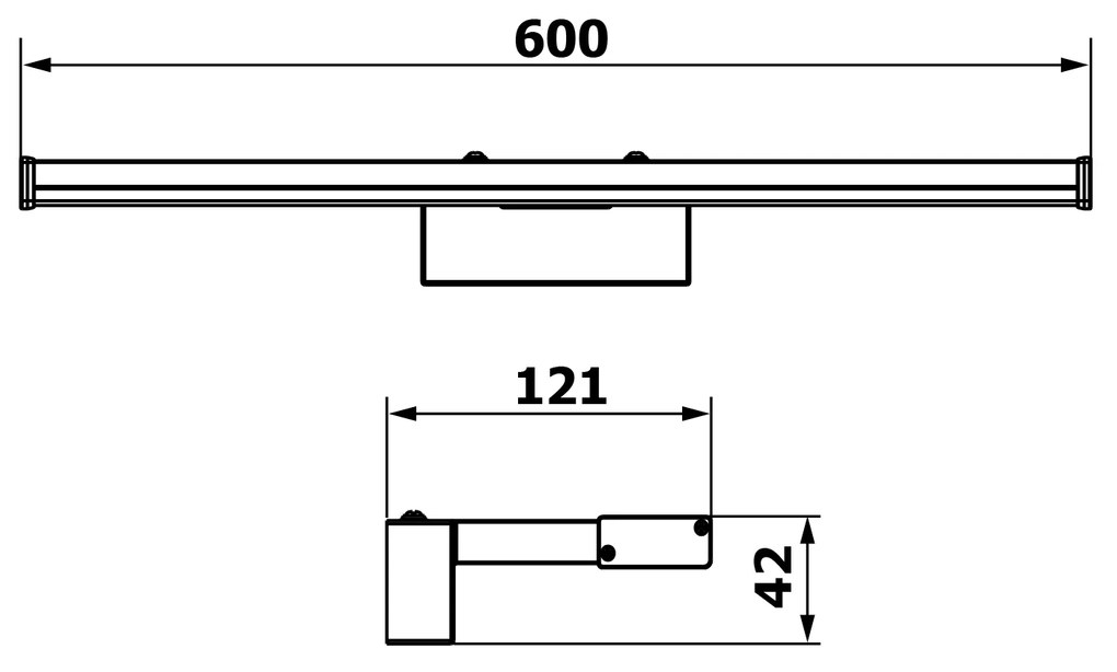 Sapho, CHICAGO XL LED svietidlo, 600x120x40 mm, 12W, 230 V, plast, čierna matná, AU470