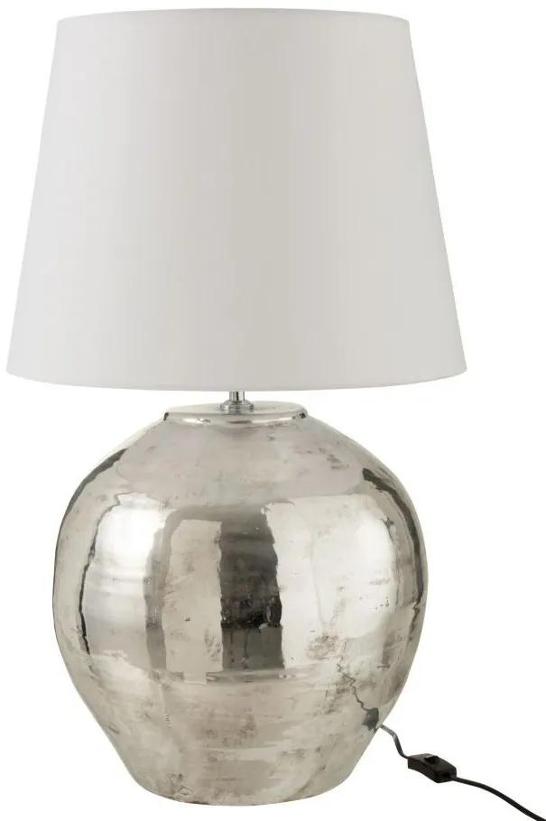 Strieborná lampa s bielym tienidlom Arya - Ø 37 * 73 cm