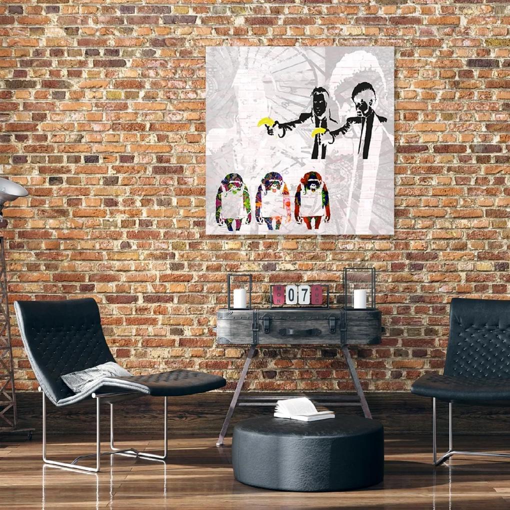 Obraz na plátně, Banksy Pulp Fiction and Monkeys - 60x60 cm