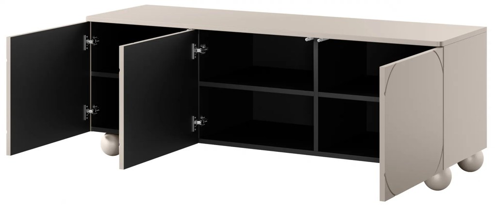 TV stolík Sonatia II 150 cm trojdverový na guľatých nohách - kašmírový