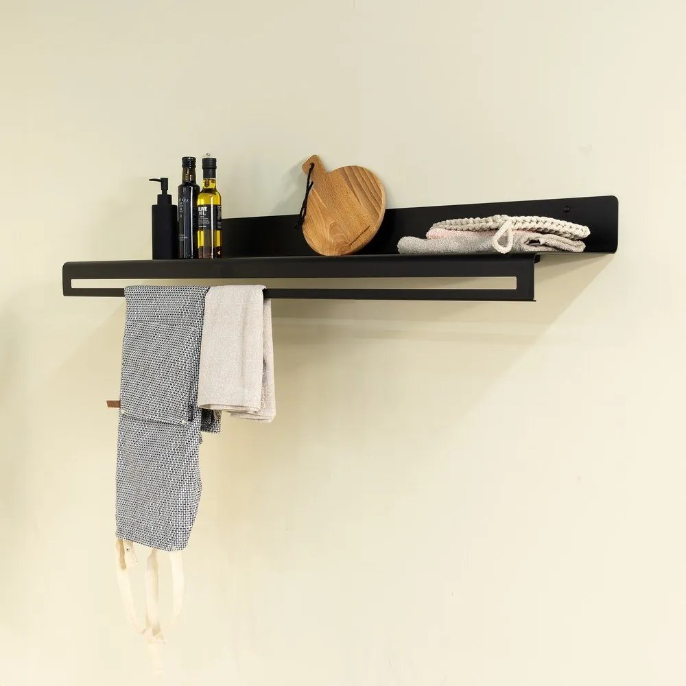 Čierny kovový nástenný vešiak s poličkou Sway – Spinder Design