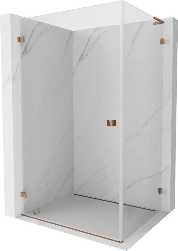 Mexen Lunar-B L, 1-krídlový sprchový kút, ľavý, 90 x 70 cm, 8mm číre sklo, ružové zlato profil, 832L-090-070-60-00-L