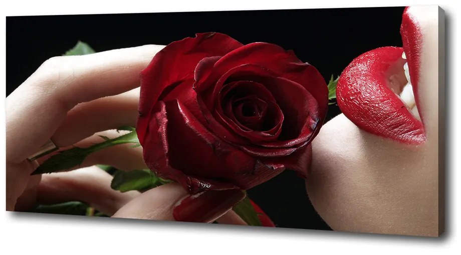Foto obraz na plátne Žena s ružu pl-oc-125x50-f-6668624