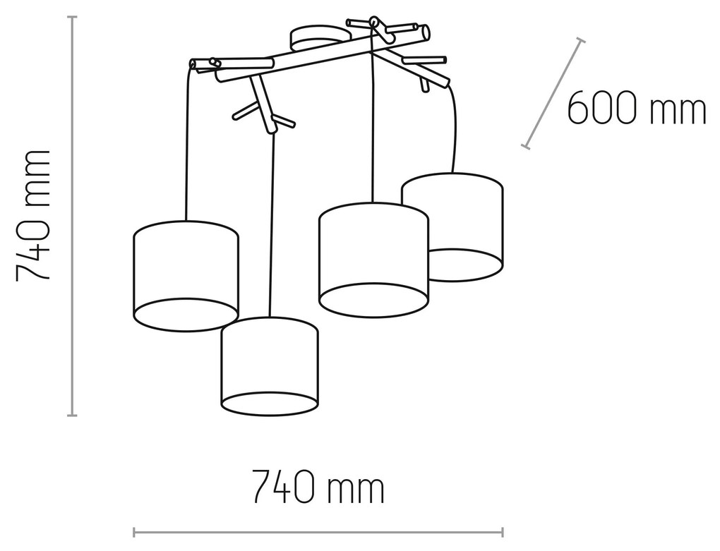 TK-LIGHTING Závesné škandinávske osvetlenie ALBERO, 4xE27, 60W, okrúhle, béžové