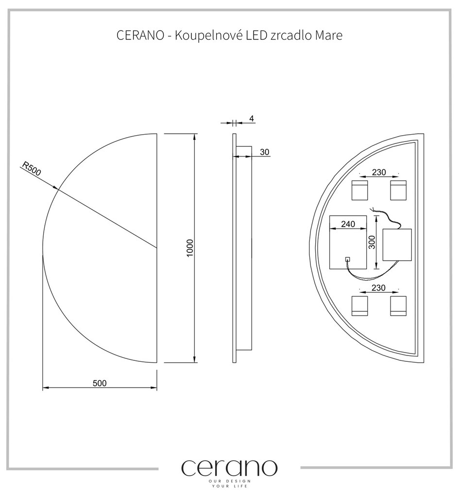 Cerano Mare, LED kúpeľňové zrkadlo 50x100 cm, CER-CER-476687