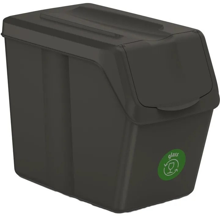 Odpadkové koše na triedený odpad, 4ks x 20l SORTIBOX SLIM - čierne