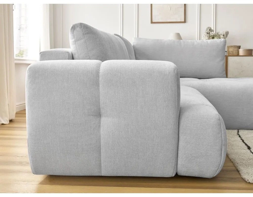 Svetlosivá rozkladacia/s úložným priestorom rohová pohovka (pravý roh/do L) Fuji – Bobochic Paris