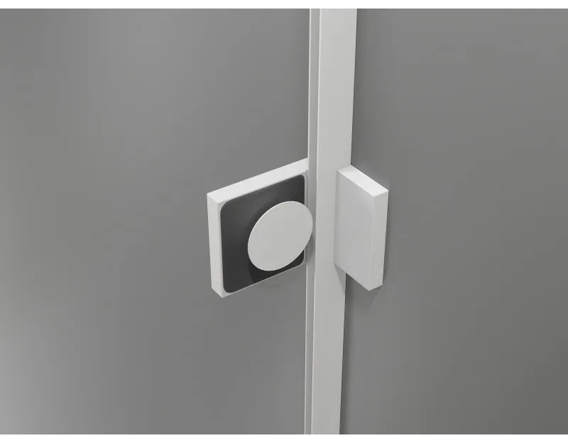 Mexen Lunar, L Duo výklopný sprchový kút 90 x 80 cm, 8mm číre sklo, biely profil, 834L-090L-080P-20-00
