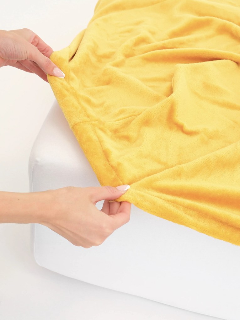 Plachta mikroplyš Deluxe do postieľky 70 x 140 cm - horčicové