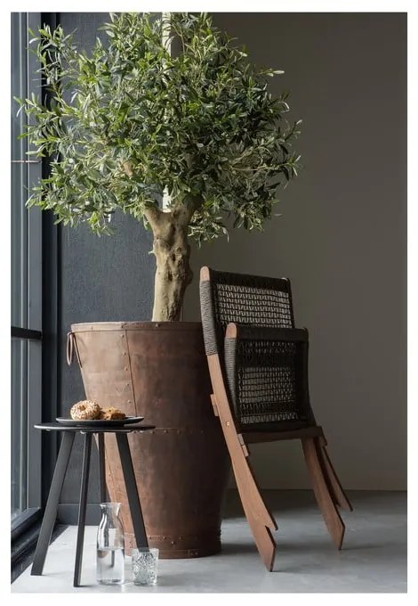 Čierny záhradný odkladací stolík WOOOD Fer, ø 40 cm