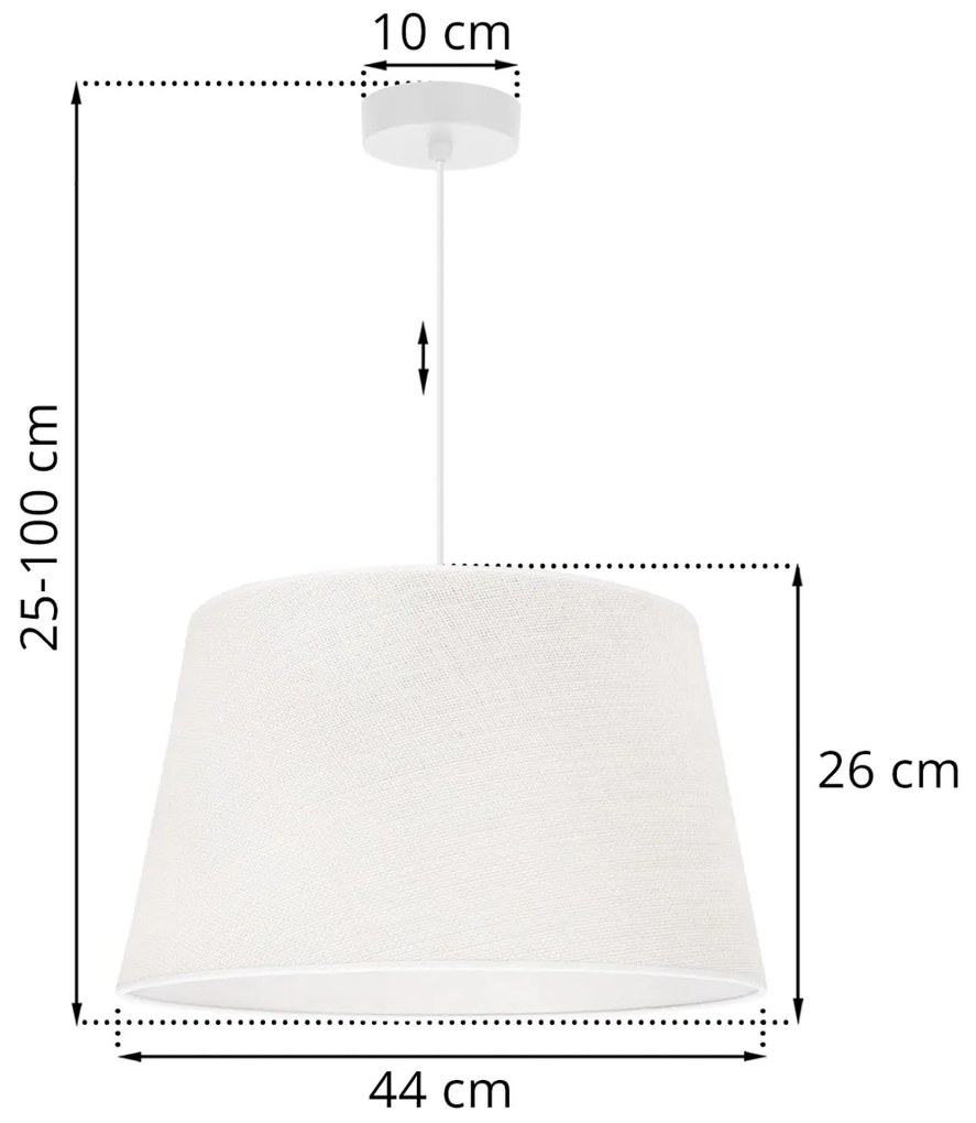 Závesné svietidlo Juta, 1x biele jutové tienidlo, (fi 44cm), w