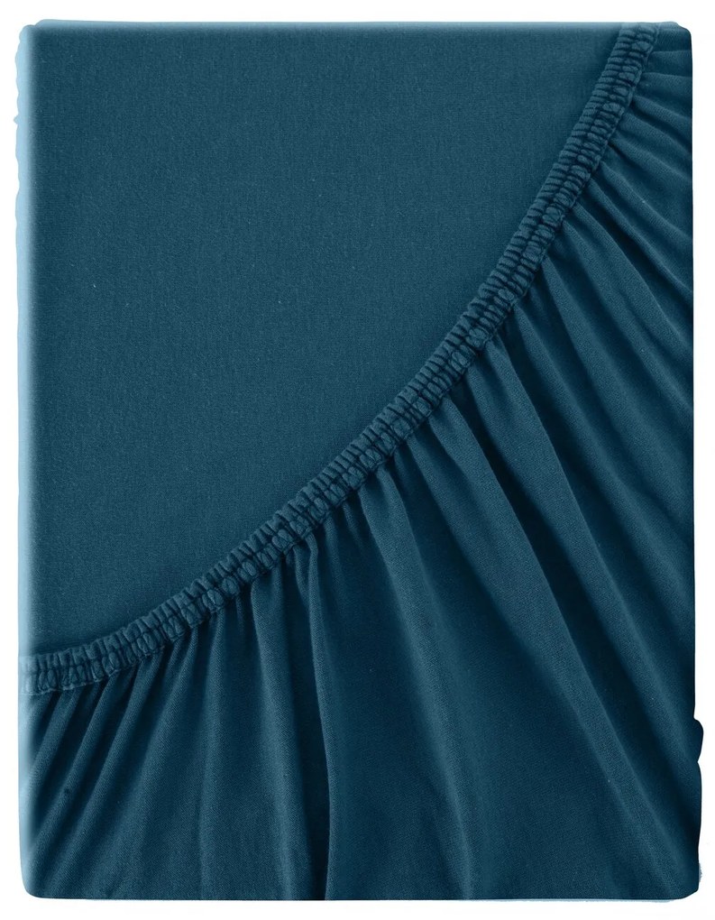 BAVLNENÉ PRESTIERADLO S GUMOU ADELA 220X200X25 CM TMAVOMODRÁ
