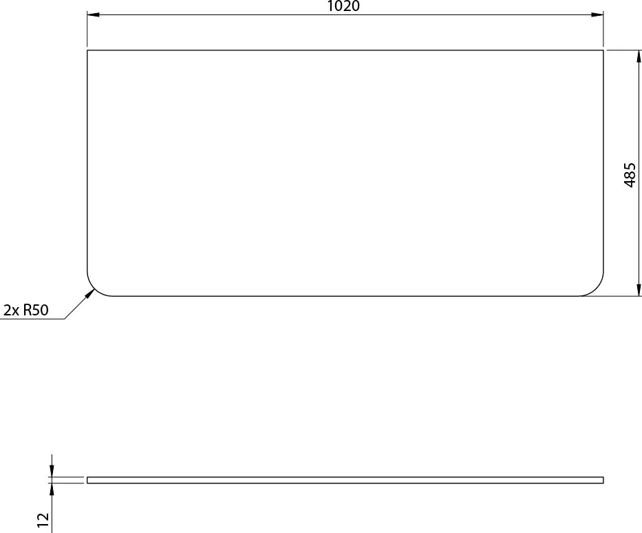 Sapho Sapho, PREMIO kompozitná doska 102x1,2x48,5cm, čierna mat, PRE100-3535